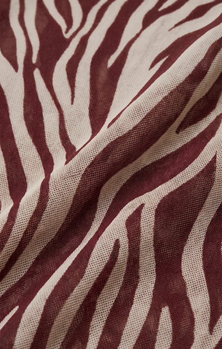 Sevilla Zebra Mesh Midi Dress - Velvet Rouge
