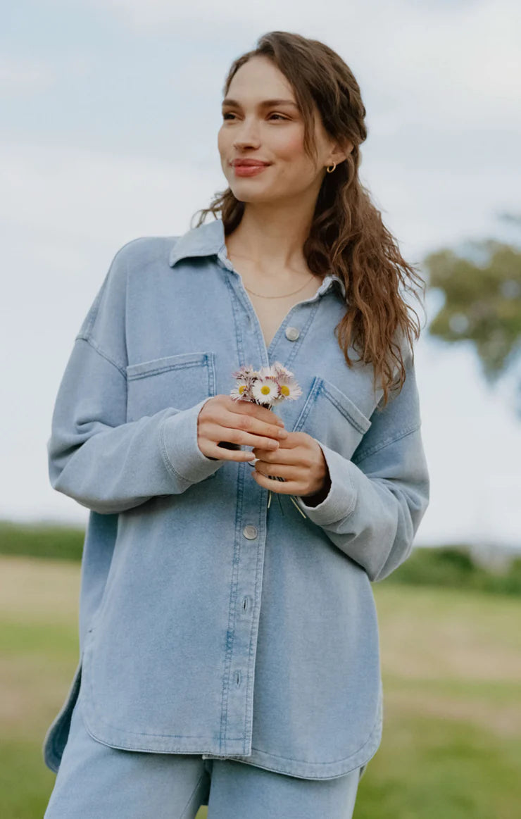 All Day Knit Denim Jacket - Ocean Air Indigo