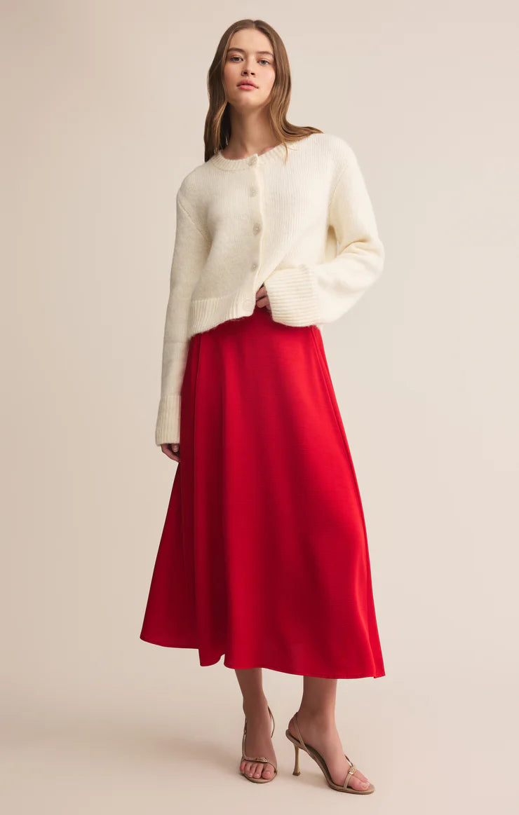 Northpointe Satin Midi Skirt - Festive Red