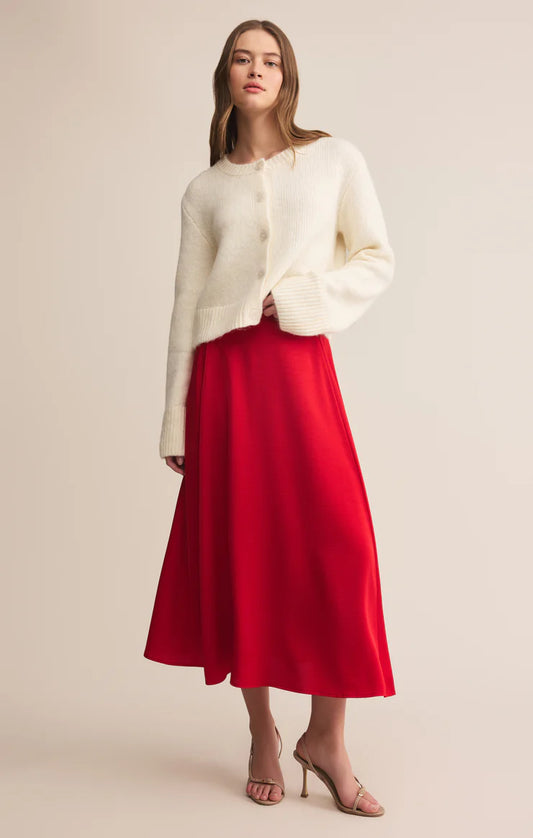 Northpointe Satin Midi Skirt - Festive Red