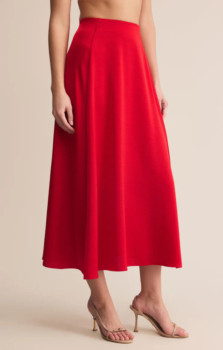 Northpointe Satin Midi Skirt - Festive Red
