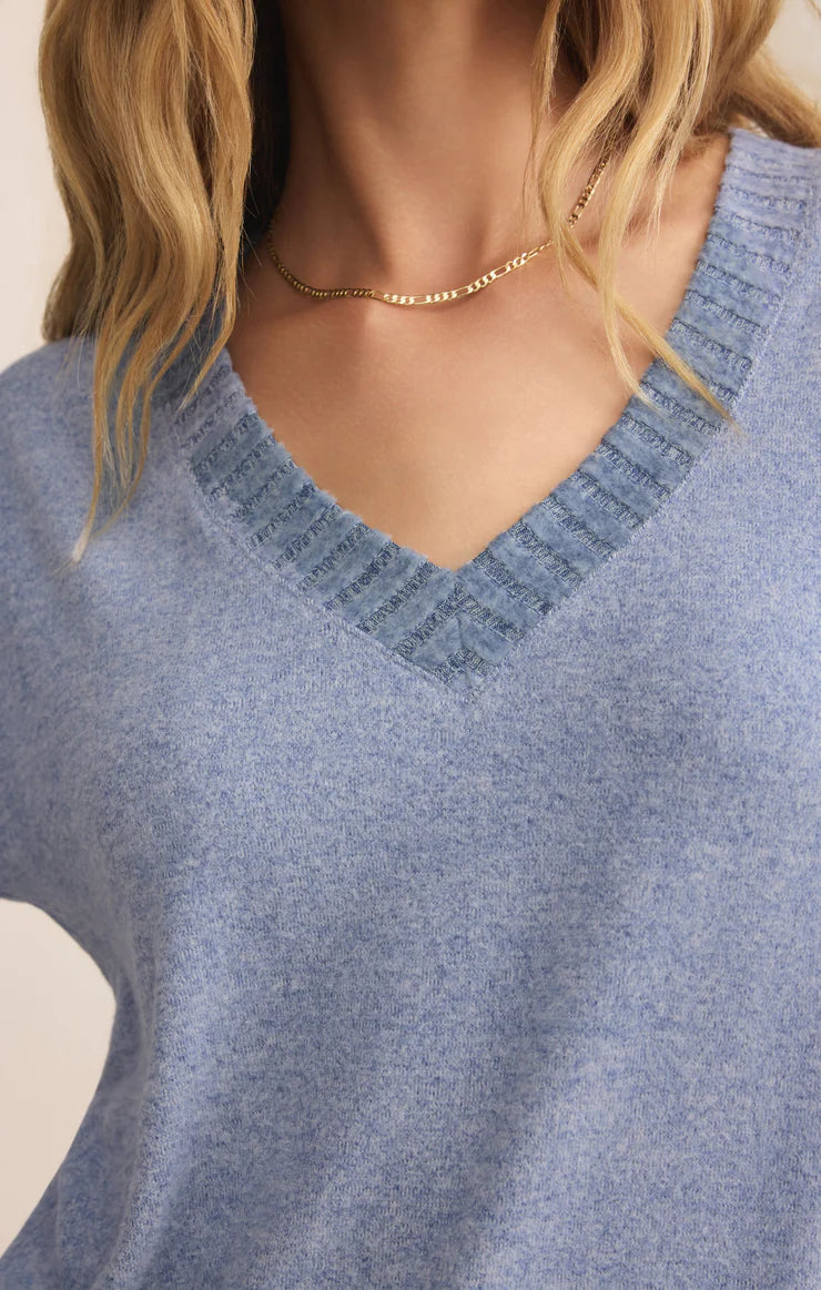 Courtney Long Sleeve Top - Blue Velvet