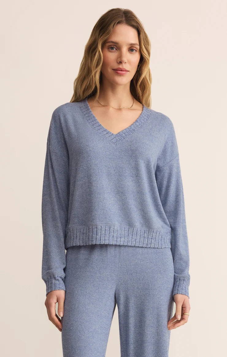 Courtney Long Sleeve Top - Blue Velvet