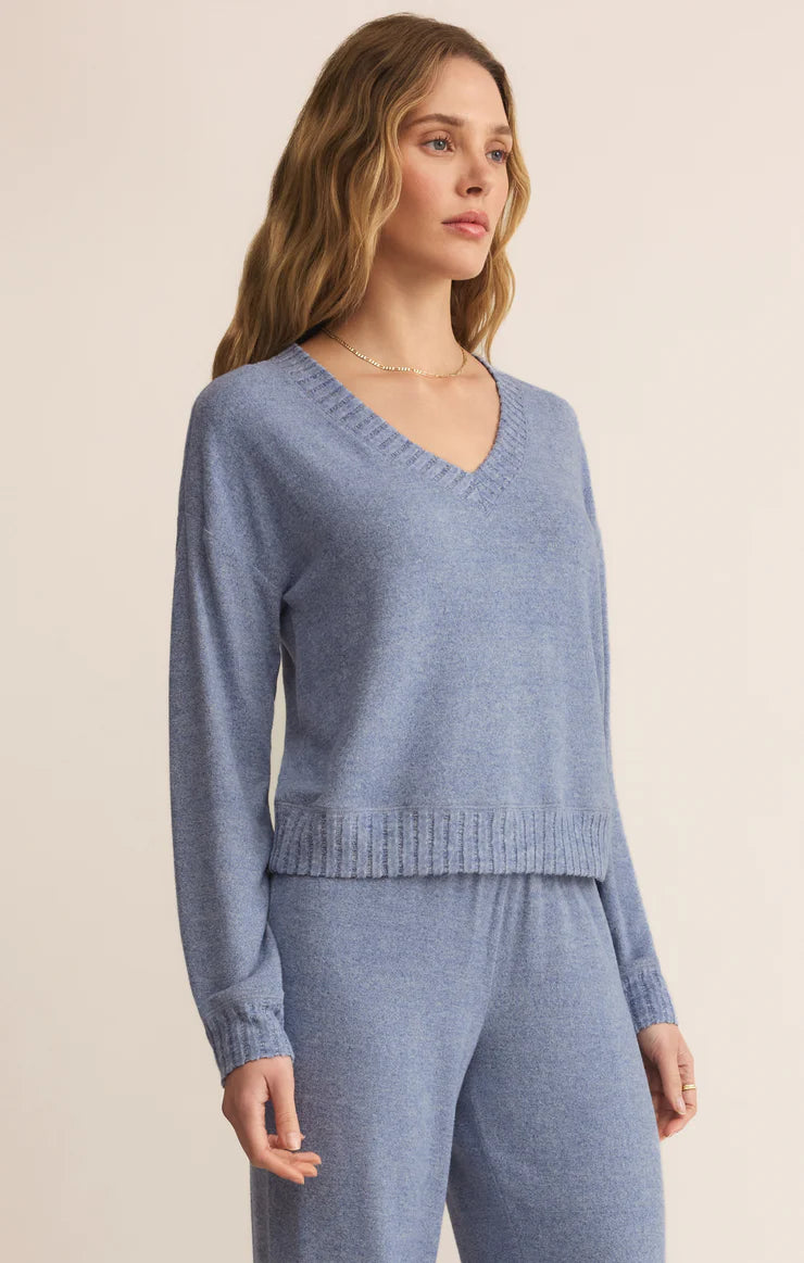 Courtney Long Sleeve Top - Blue Velvet