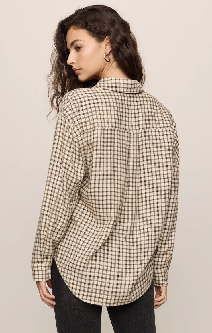 River Button Up Plaid - Dark Chocolate