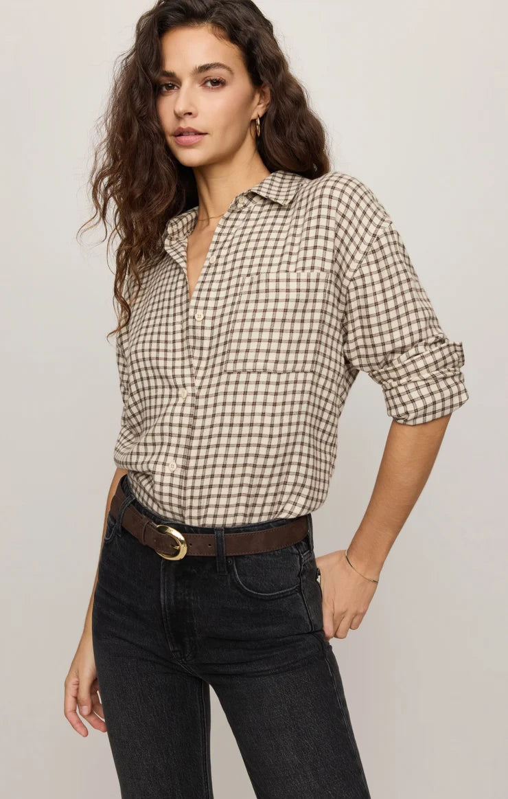 River Button Up Plaid - Dark Chocolate