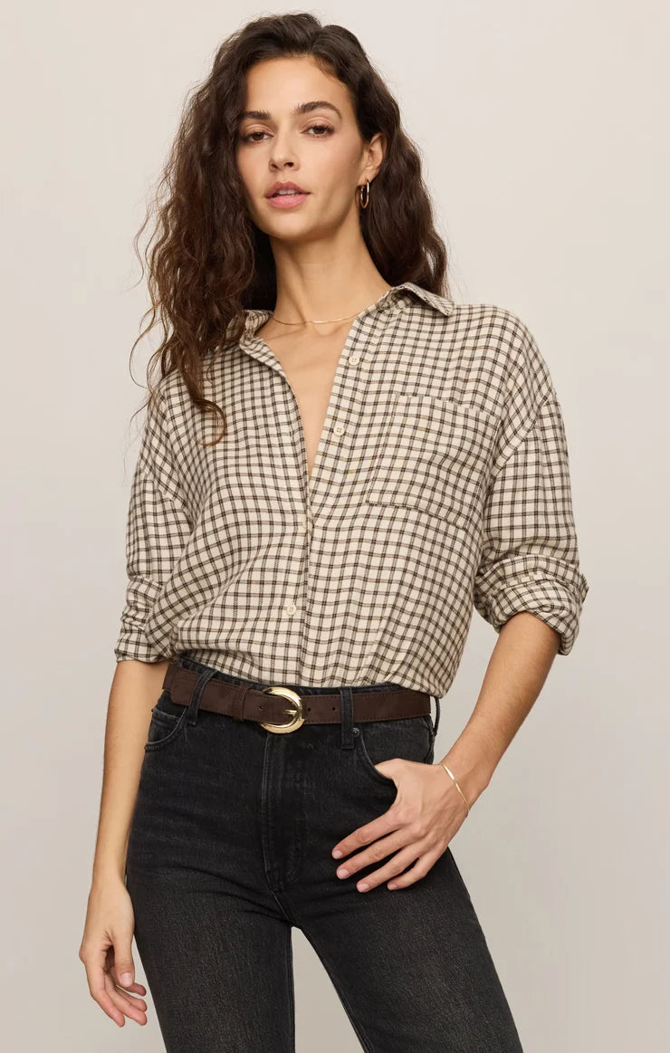 River Button Up Plaid - Dark Chocolate