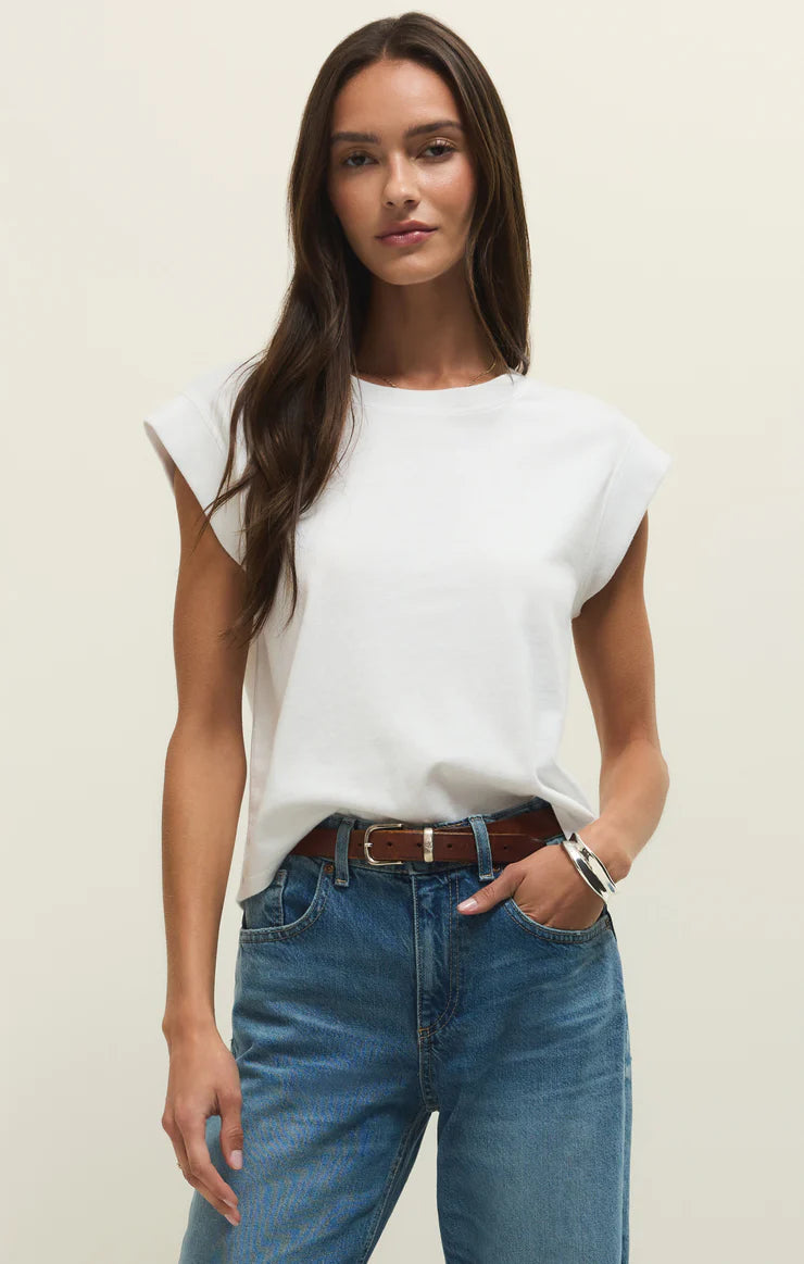 Camino Cotton Jersey Top - White