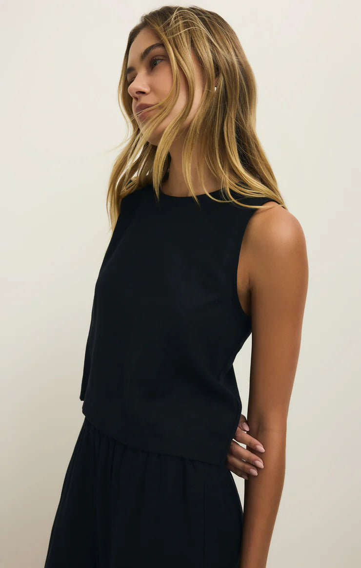 Sloane Linen Tank - Black