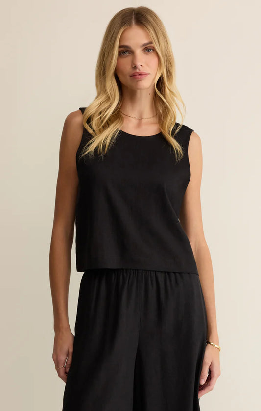 Sloane Linen Tank - Black