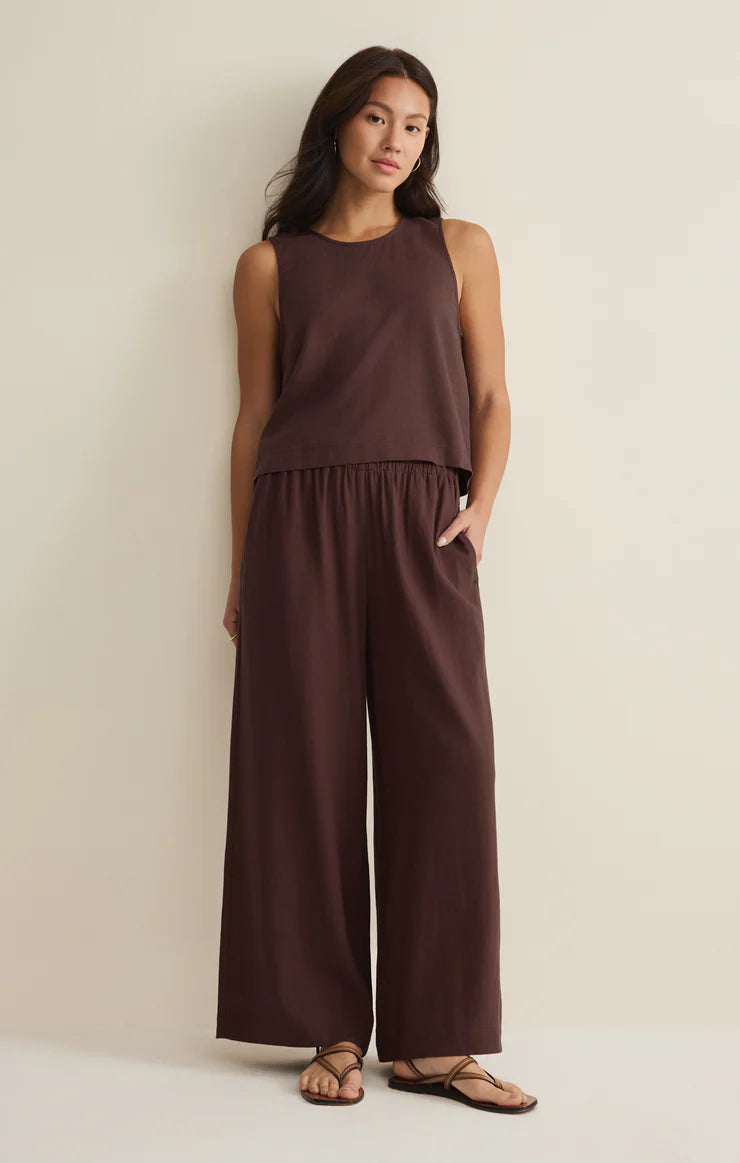 Sloane Linen Top - Chocolate Cherry