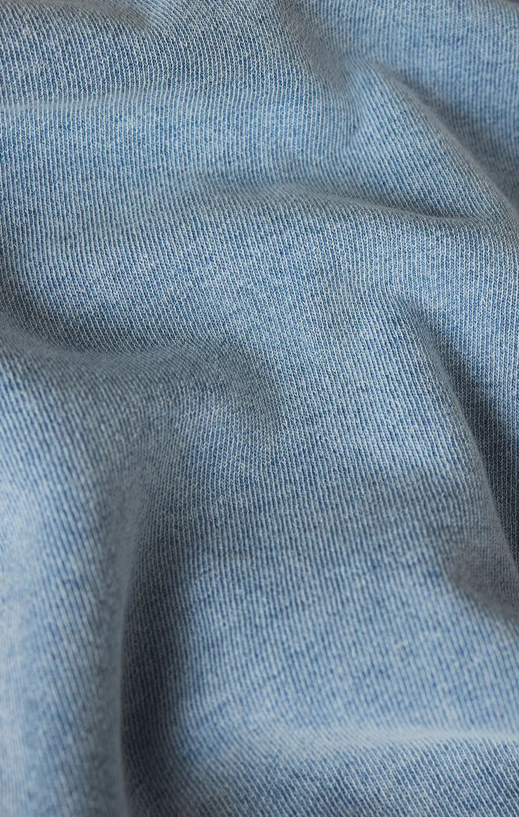 Delphine Knit Denim V-Neck Sweatshirt - Ocean Air Indigo