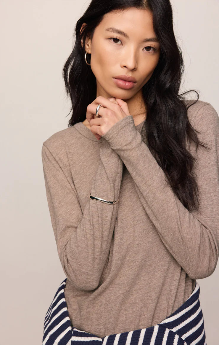 Junie Long Sleeve Tee - Heather Ash