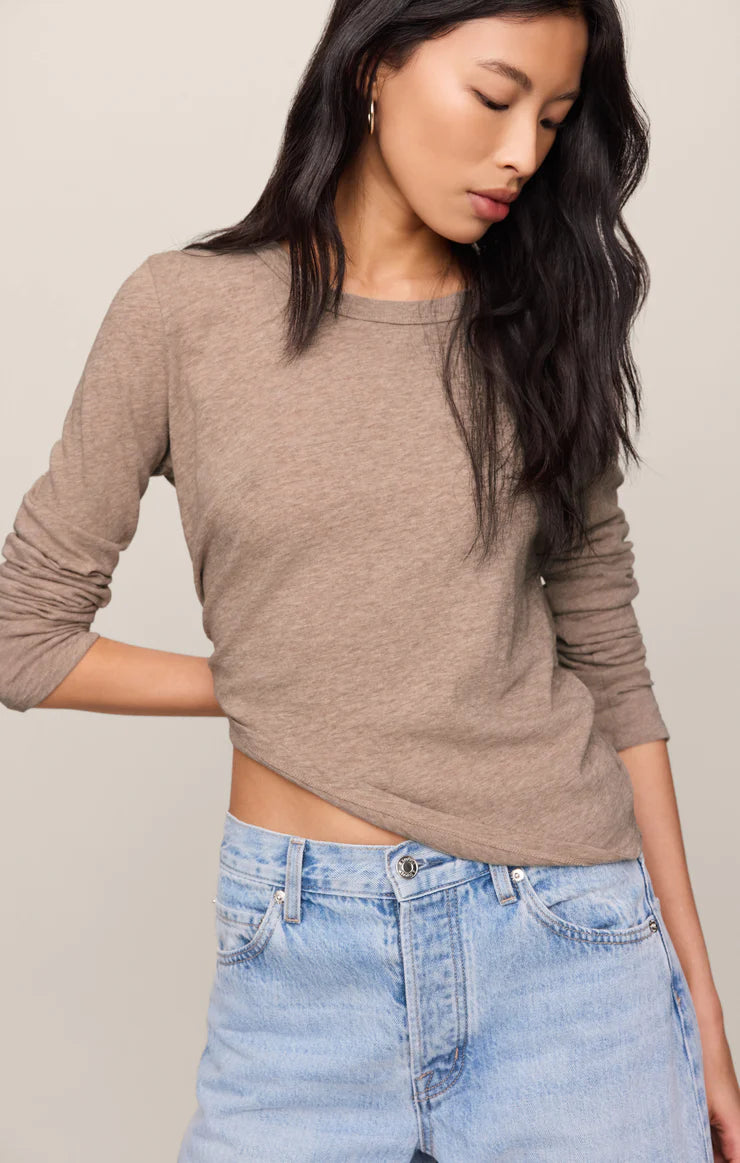 Junie Long Sleeve Tee - Heather Ash