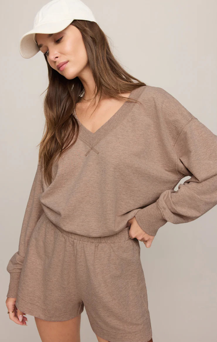 The Everyday V Neck - Heather Ash
