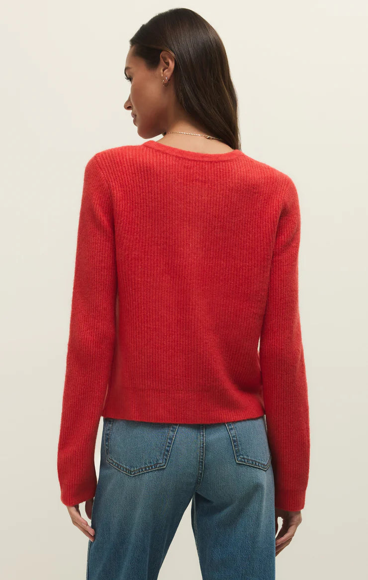 Medina Rib Cardigan - Red Lotus
