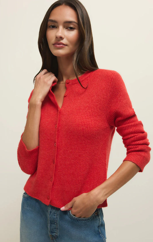 Medina Rib Cardigan - Red Lotus