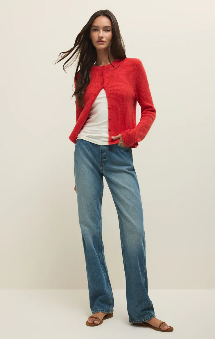 Medina Rib Cardigan - Red Lotus