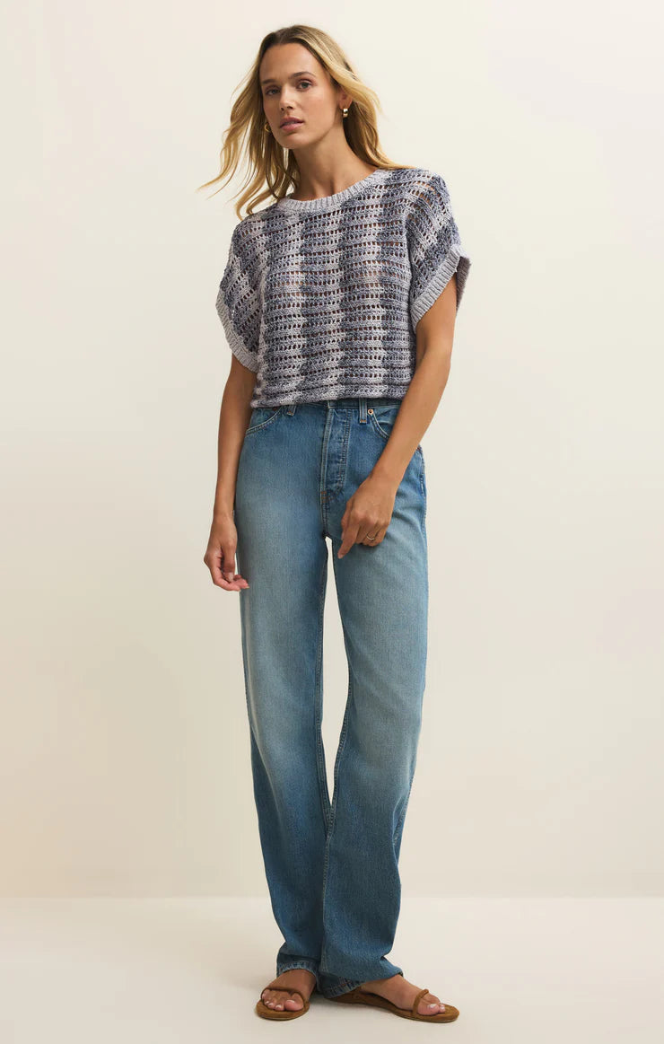 Ballast Crochet Stripe Sweater Top