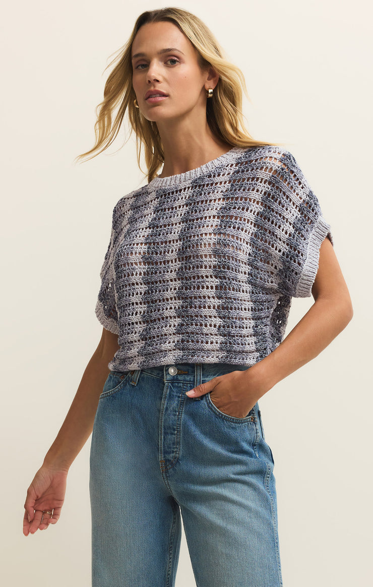 Ballast Crochet Stripe Sweater Top