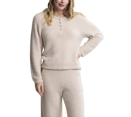 Barefoot Dreams CozyChic Lite Textured Raglan Sleeve Henley - Stone