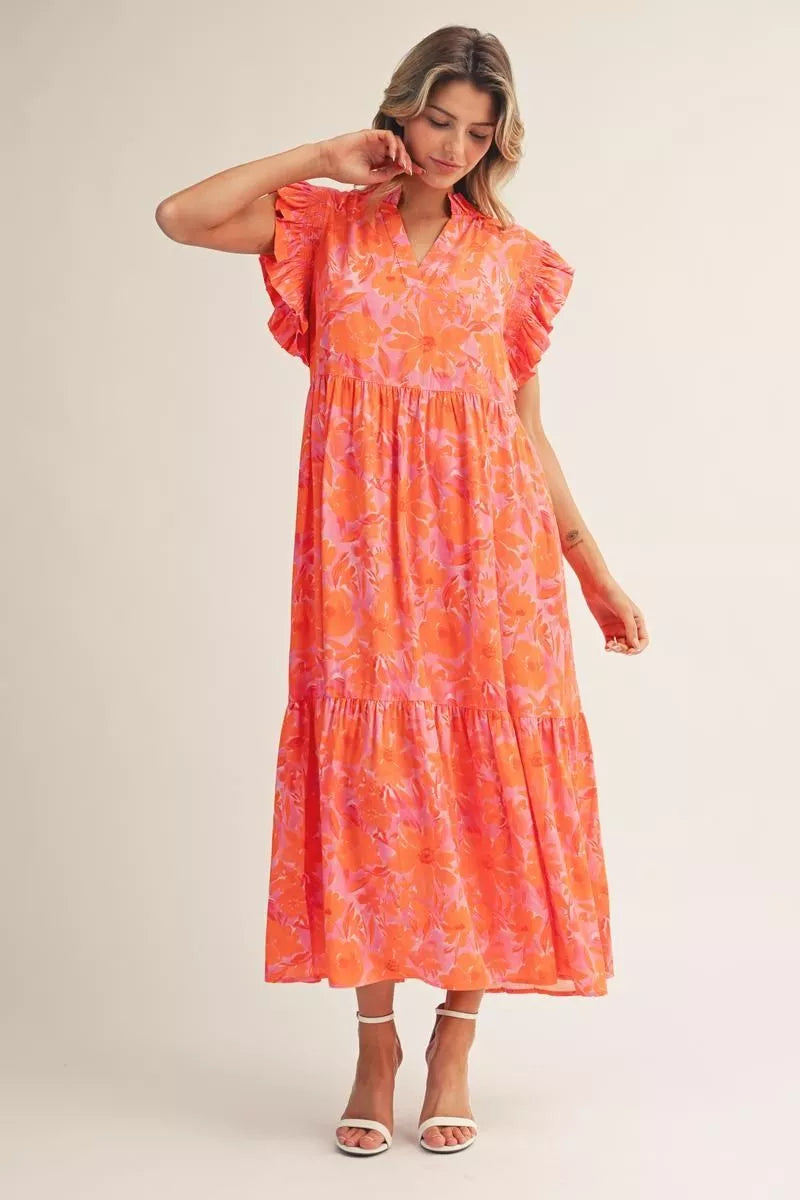 Orange Floral Maxi Dress