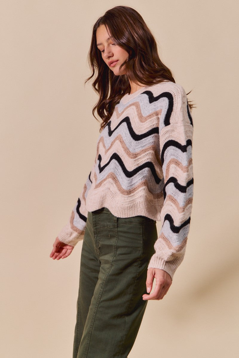 Wave Scalloped Sweater