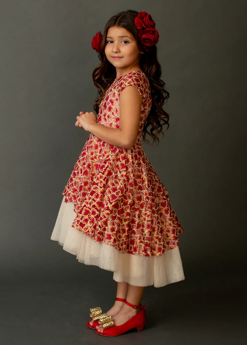 Scarlet Metallic Annalise Petticoat Dress