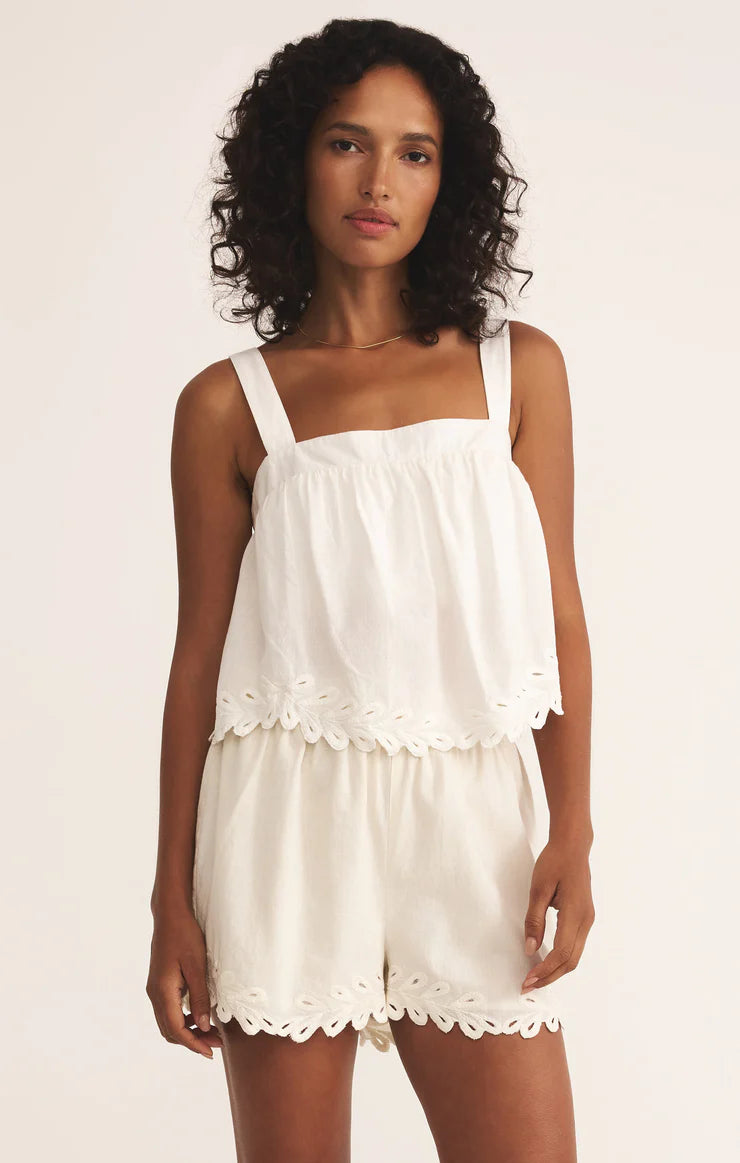 Annecy Embroidered Linen Tank