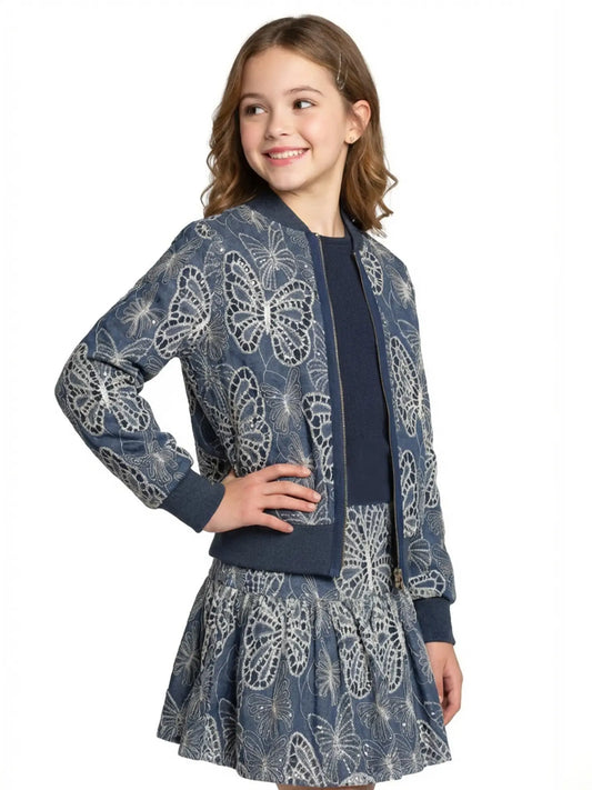 Butterfly Embroidered Chambray Jacket
