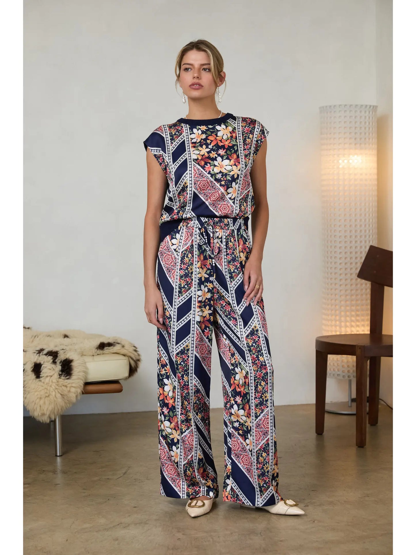 Navy Mixed Media Pant