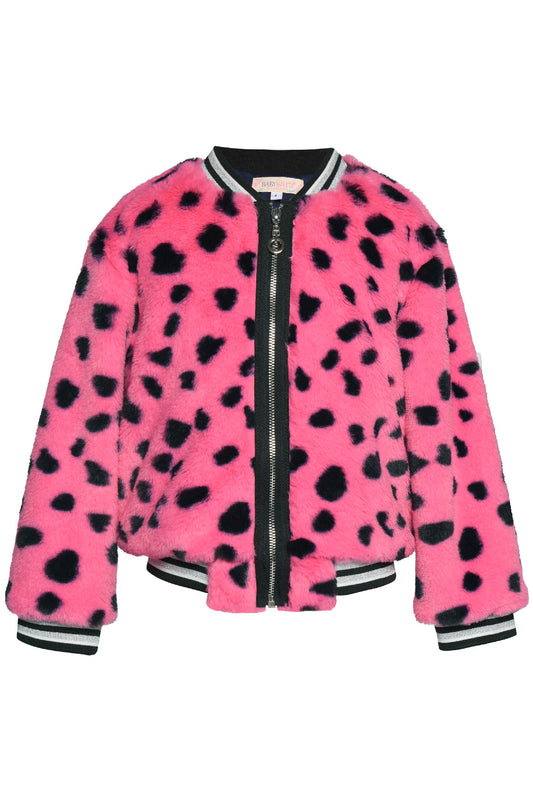 Pink Fur Bomber Jacket
