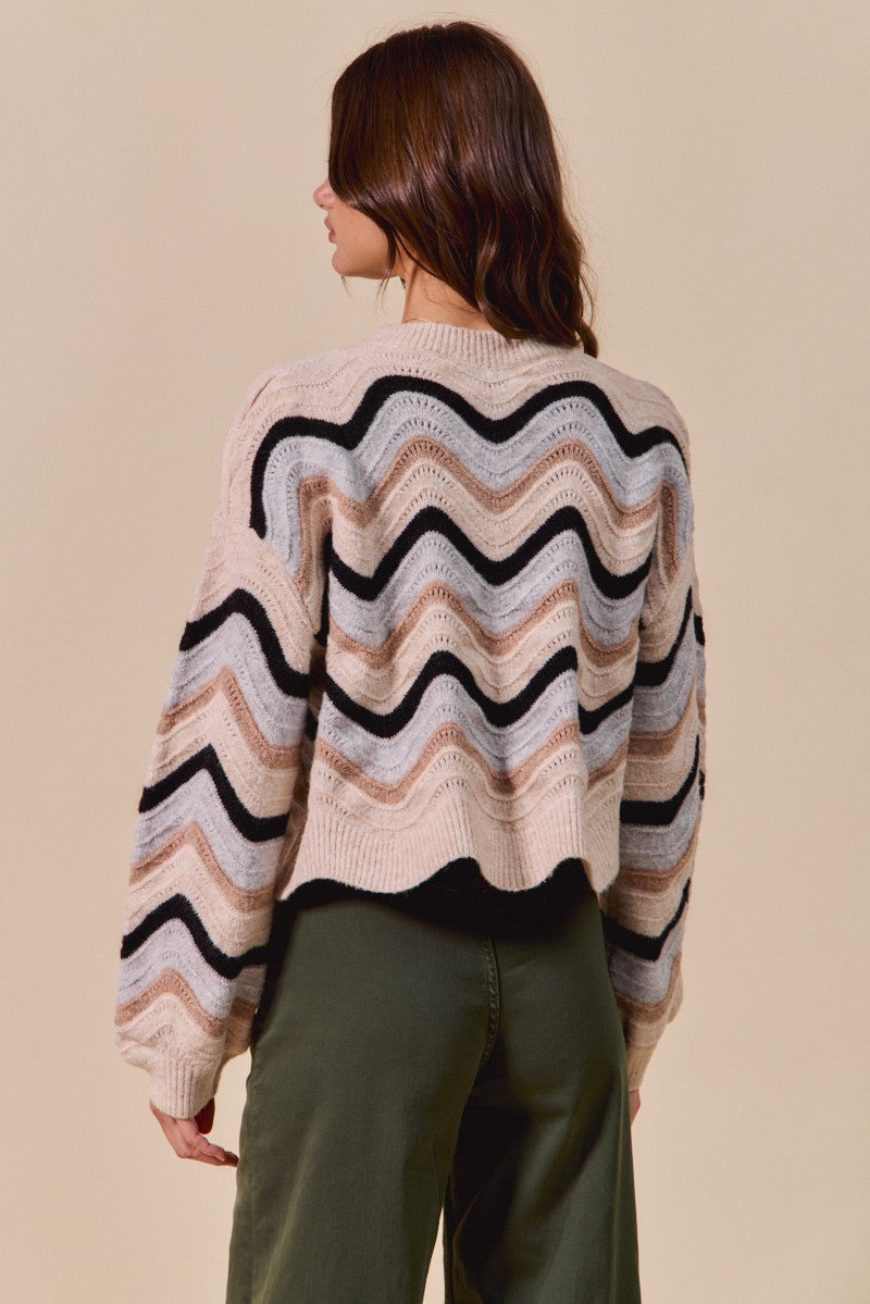 Wave Scalloped Sweater