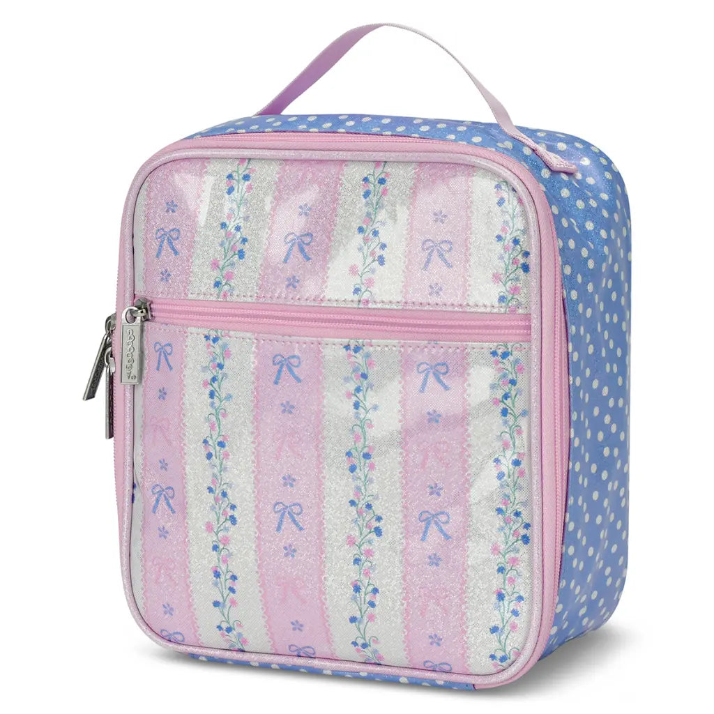 Pink Floral Stripe Lunch Tote