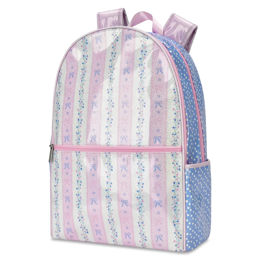 Pink Floral Stripe Backpack