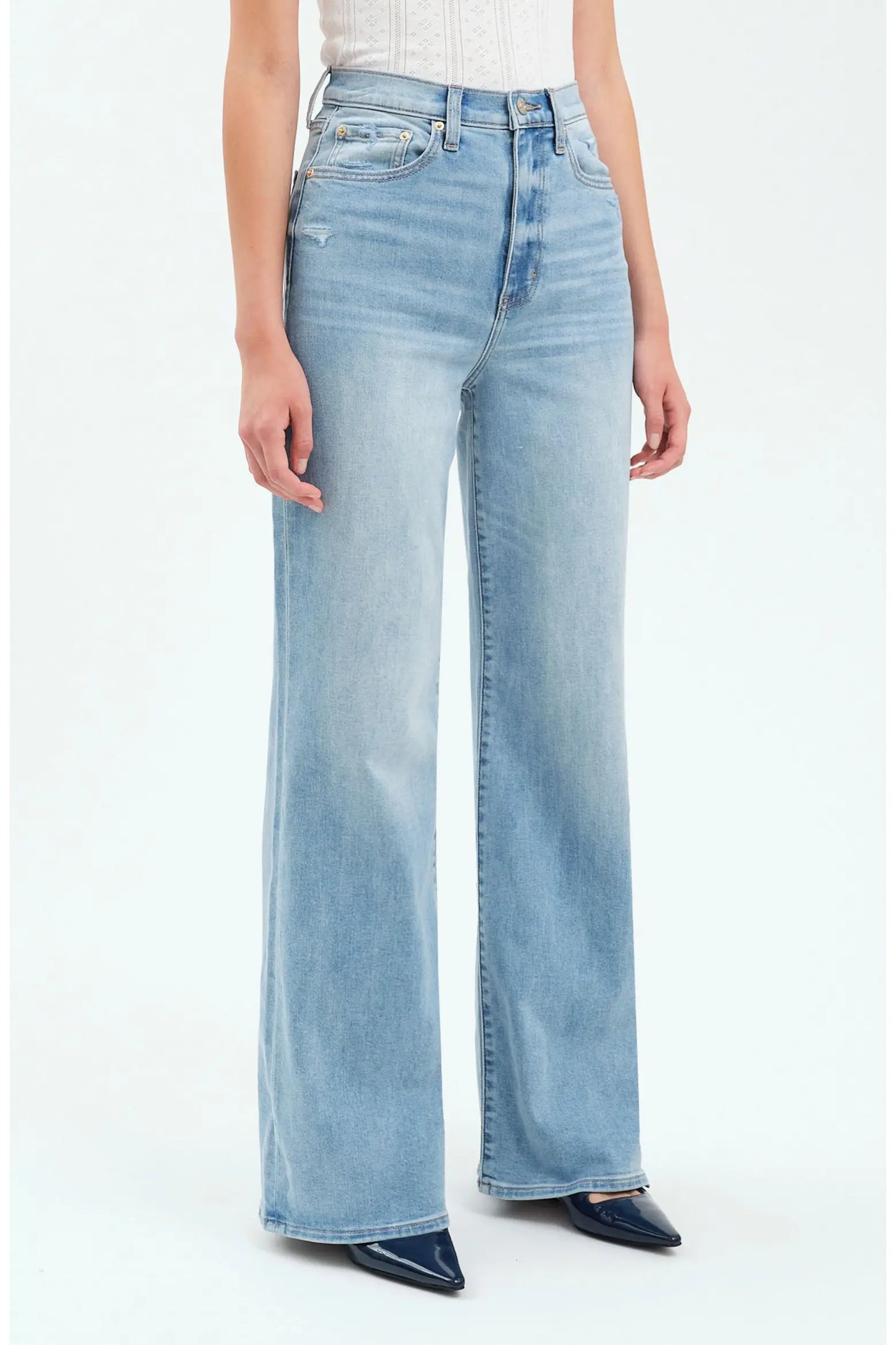 Far Out High Rise Wide Leg Jeans - Blooming Vintage