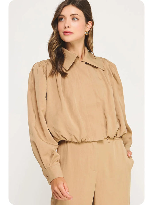 Lyra Bubble Shirt In Tan