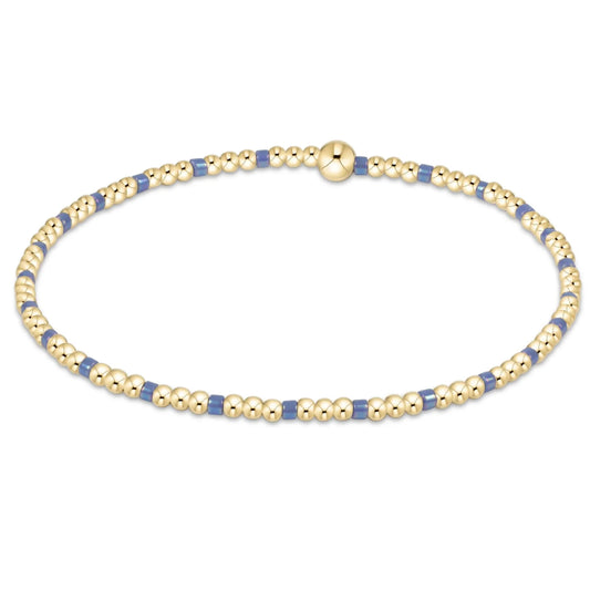 egirl Hope Sincerity Pattern 2mm Bead Bracelet - Blue Metallic