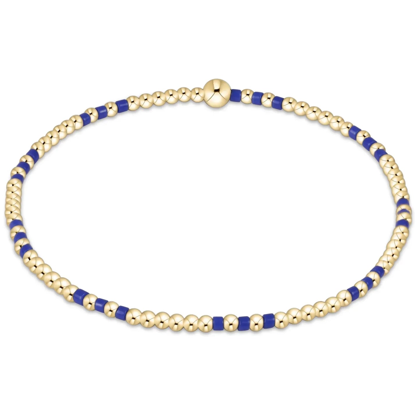 Hope Joy Pattern 2mm Bead Bracelet - Blue Metallic