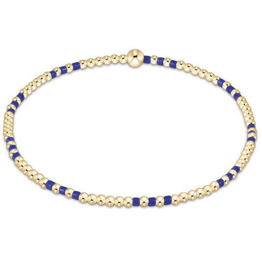 Hope Joy Pattern 2mm Bead Bracelet - Blue Metallic