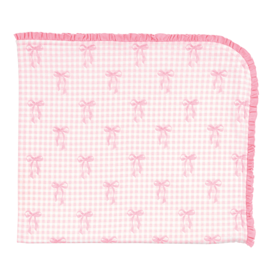 Gingham Bow Arrival Blanket