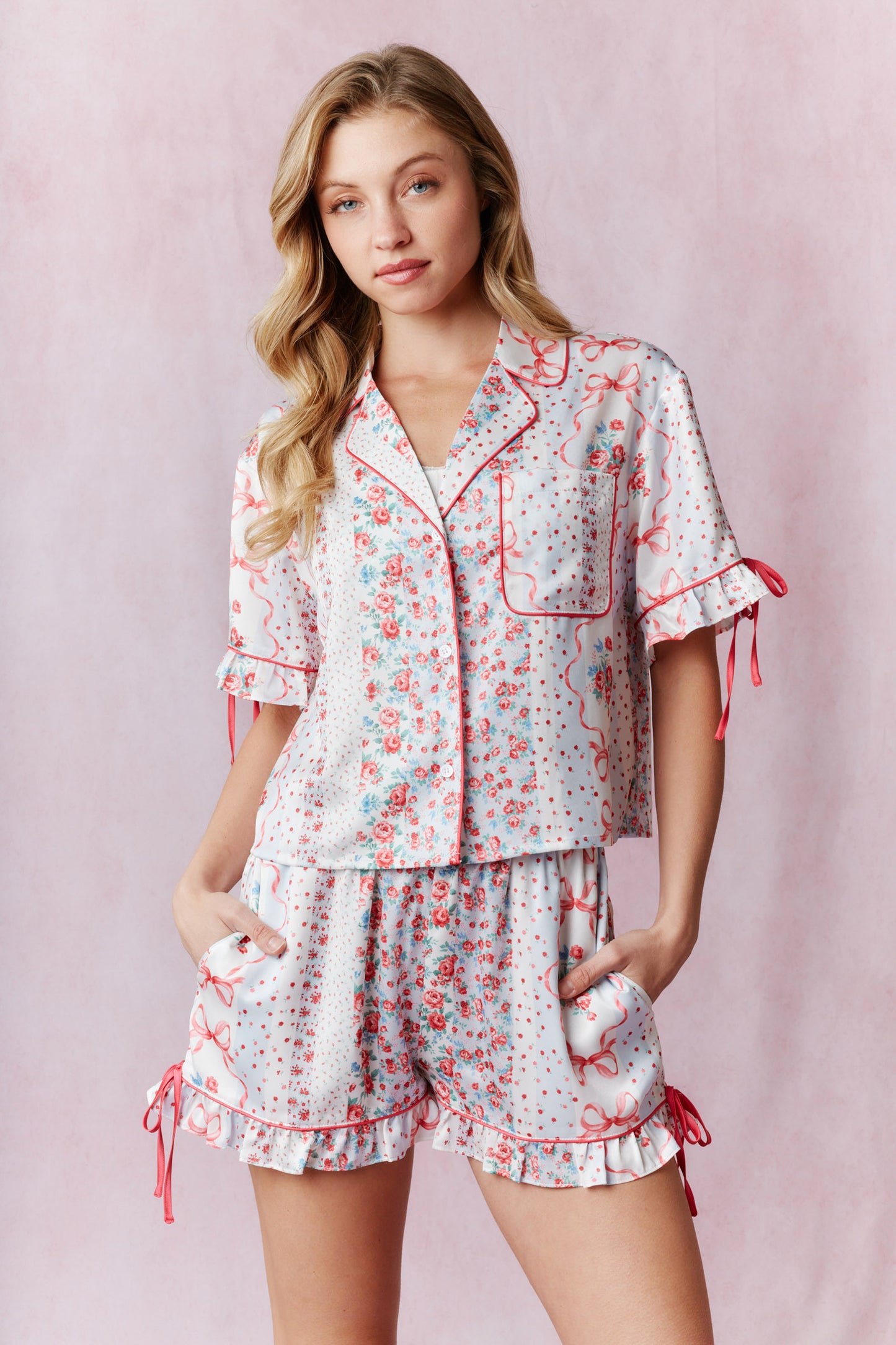 Bow Satin Pajama Set