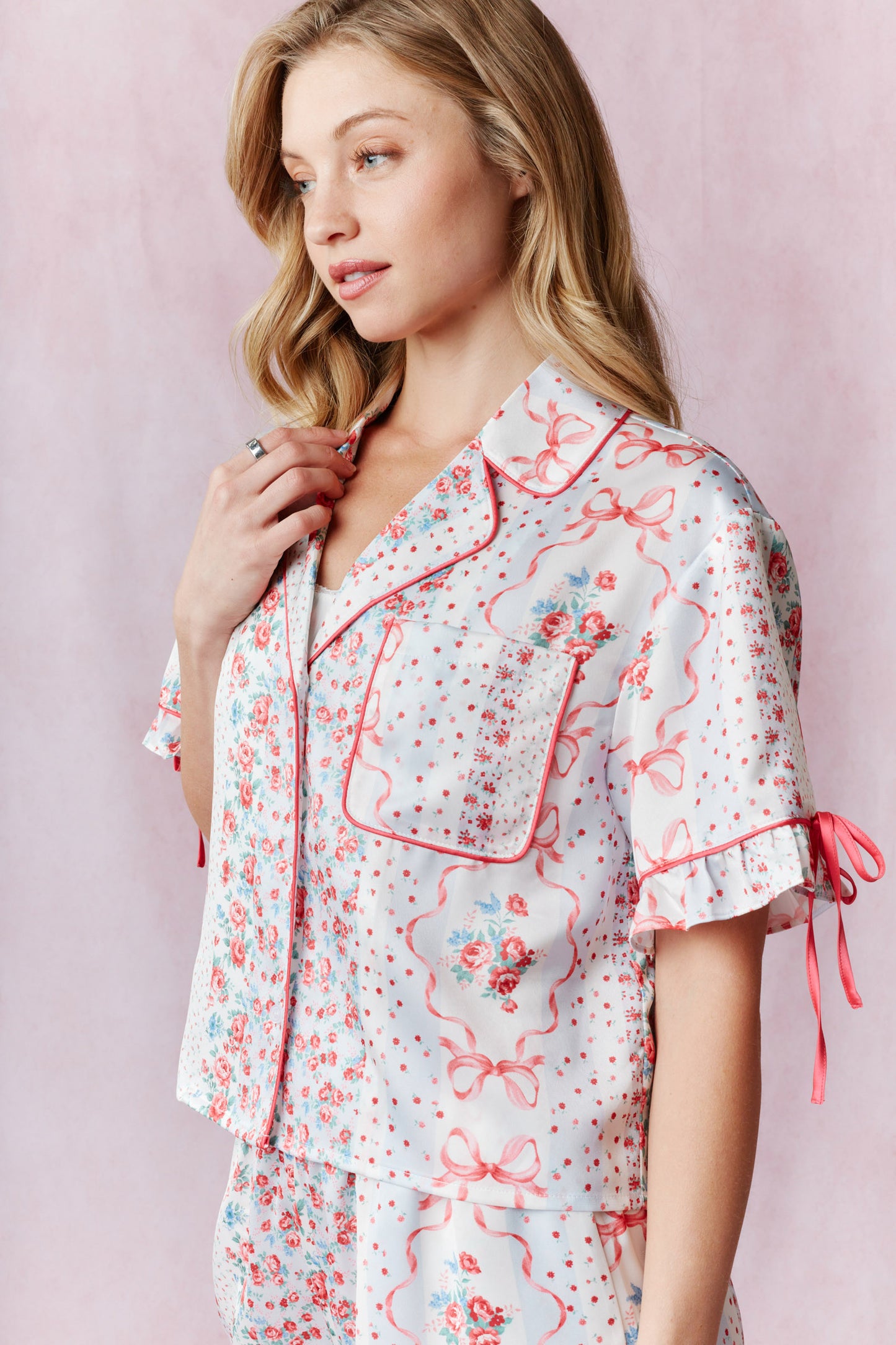 Bow Satin Pajama Set