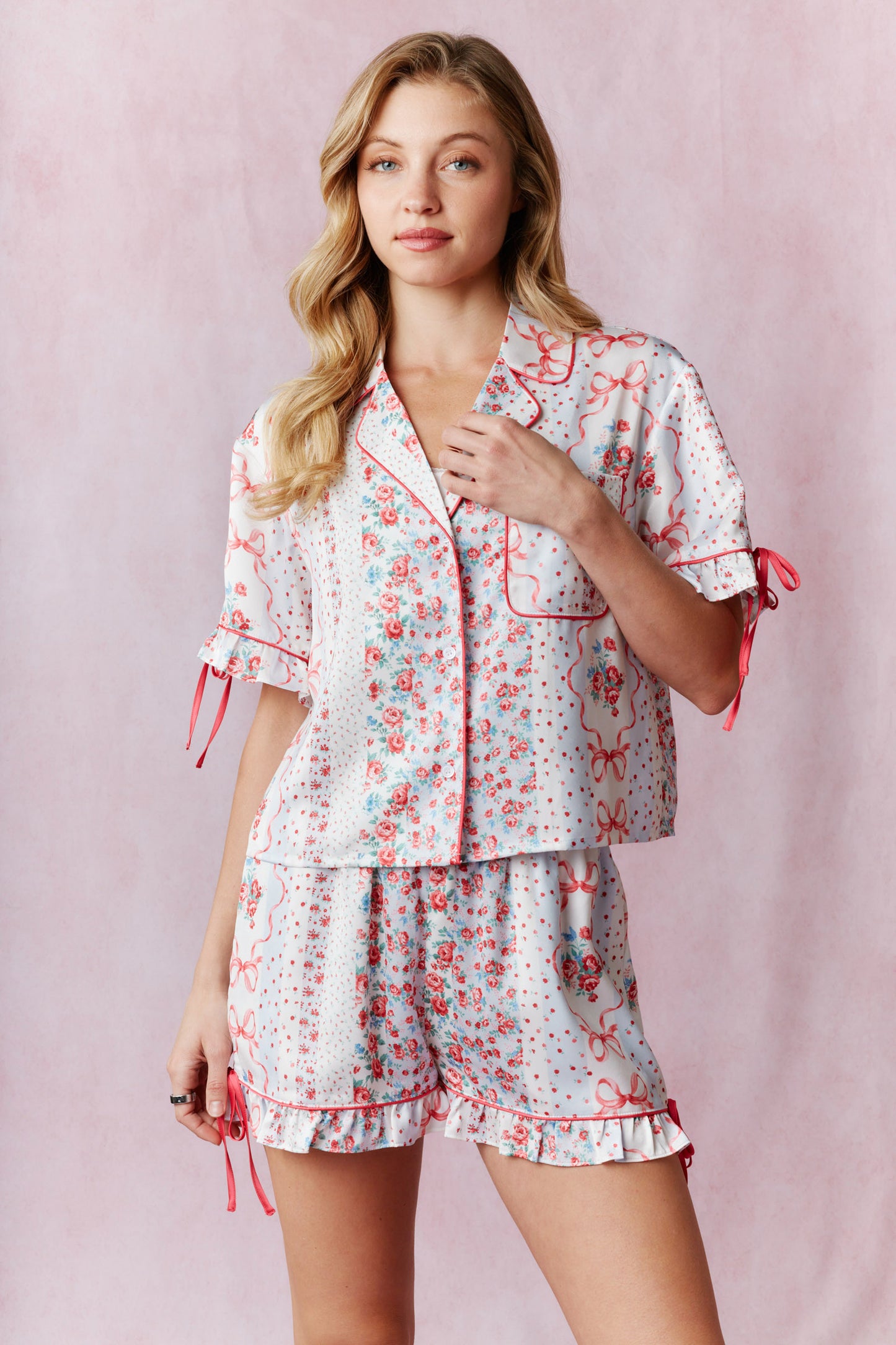 Bow Satin Pajama Set