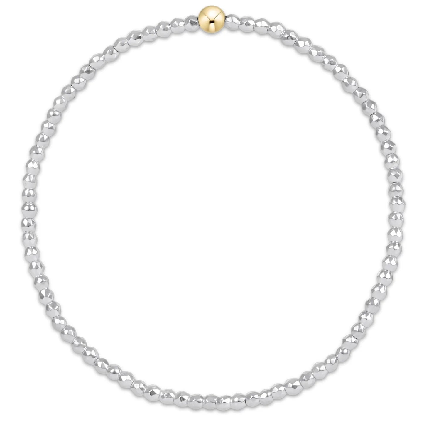 egirl Bright Silver Faceted Hematite 2mm Bead Bracelet