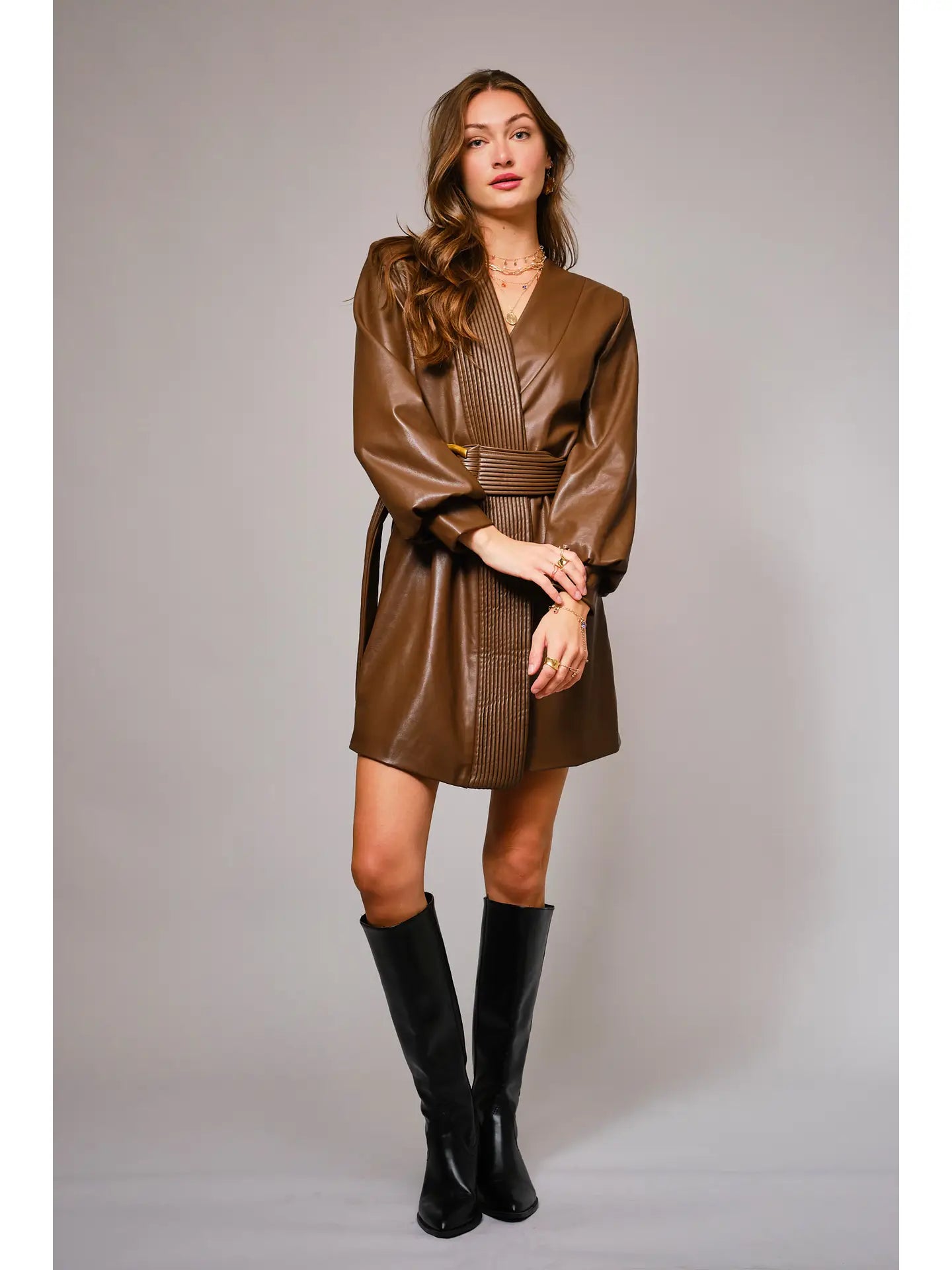 Sadie Leather Belt Dress