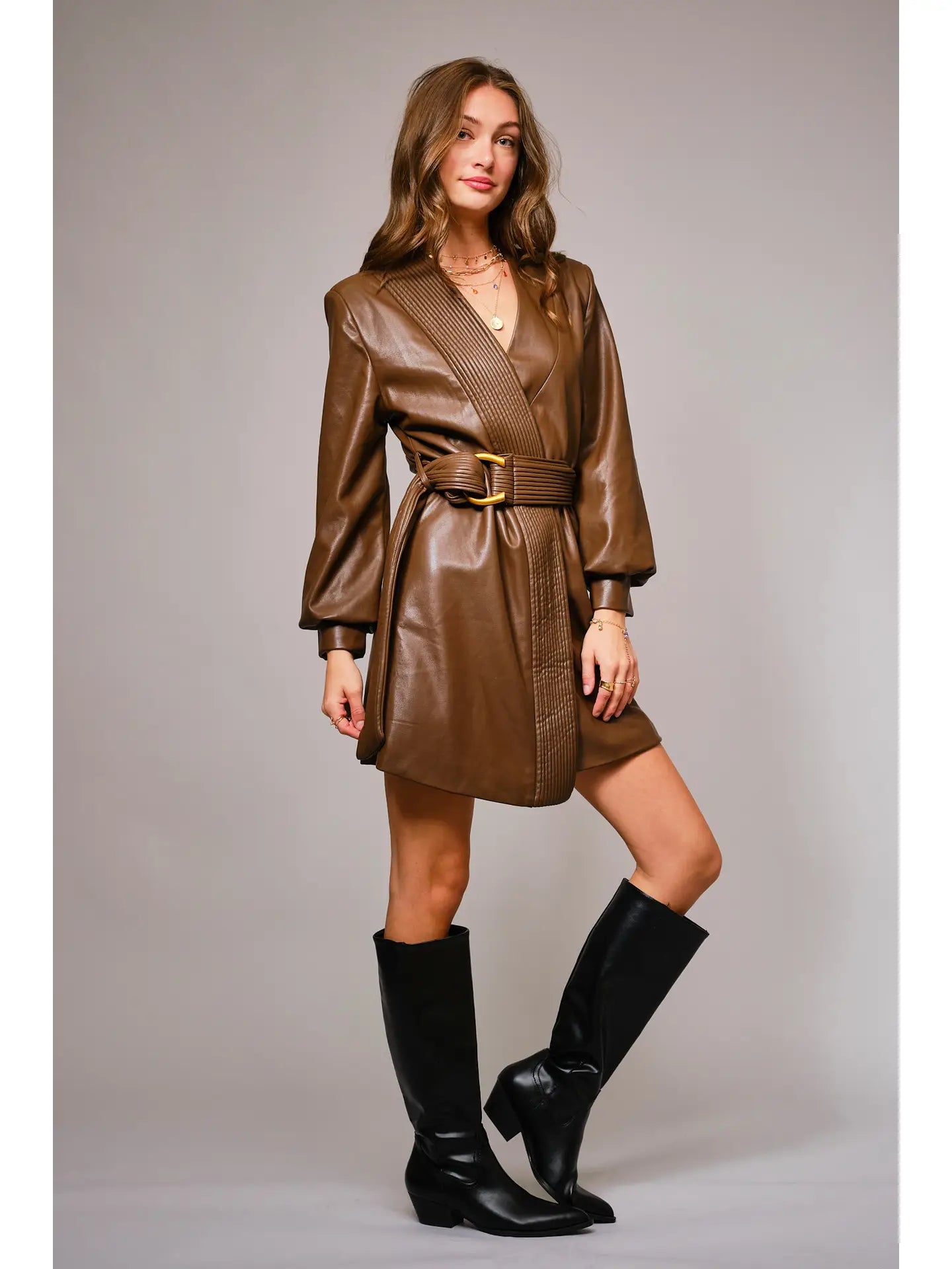 Sadie Leather Belt Dress