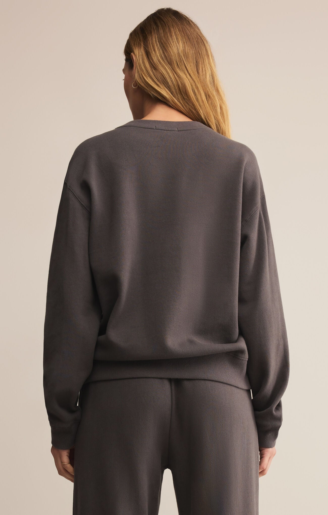 Boyfriend Cotton Sweatshirt In Washed Black