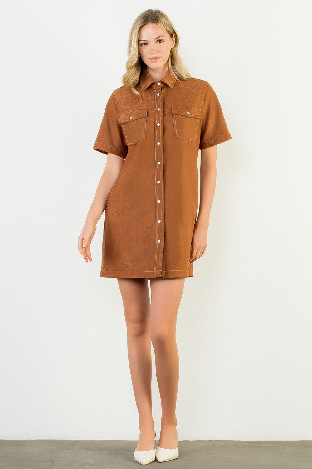 Suede Button Down Dress