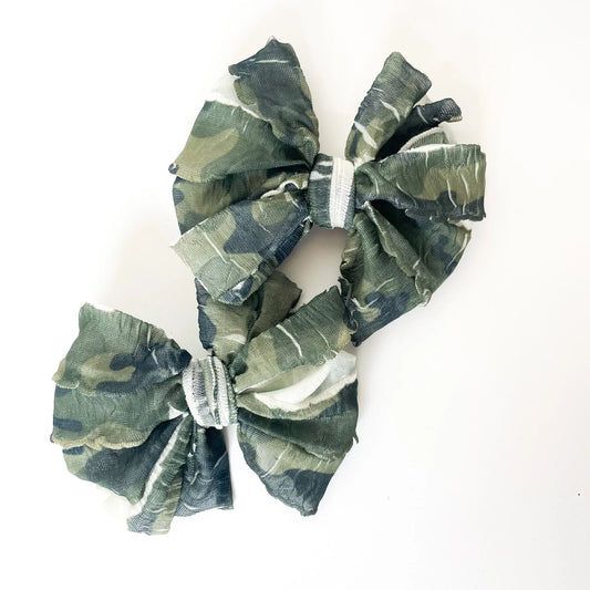 Camo Ruffle Hair Clips